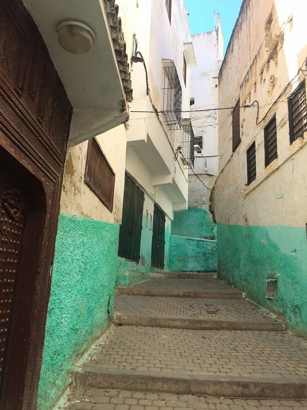 Con mura e tetti decorati in verde, si estende in maniera compatta, con strade strette tipiche delle medine marocchine